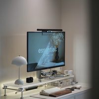 Support de rehaussement d'écran d'ordinateur en acrylique avec axe lumineux, pour bureau, salle de jeux électroniques, étagère de bureau DIY