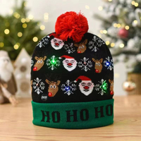 Cappello di Natale per Bambini con Luci, Maglione Lavorato a Maglia con Babbo Natale, Regalo di Natale per Bambini e Adulti, Cappelli Natalizi con Luci LED