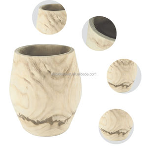 مزهرية خشبية ريفية عتيقة بطول 10.83 بوصة، مصنوعة يدويًا وصديقة للبيئة، مناسبة للزهور المجففة وديكور النحت الخشبي - Product Image 2