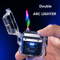Briquet Arc sans flamme Rechargeable de Type C, coque transparente, briquet à impulsion électronique étanche pour l'extérieur
