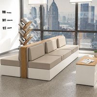 Ensemble de bancs modulaires modernes sur mesure avec base en bois pour salle d'attente, école, salon, campus, bibliothèque, réception commerciale