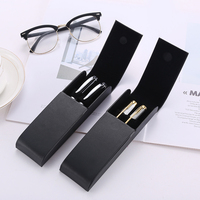Boîte à stylos double en cuir PU de luxe, boîte d'emballage pour stylo plume, boîte cadeau publicitaire pour entreprise avec logo personnalisé