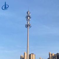 Torre de Comunicación de Acero Tubular Simple XinYuan de 60 m, Galvanizada en Caliente Q345B, para Antena de Telecomunicaciones 4G/5G/3G/WiFi y Microondas