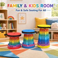 Tabouret rond en plastique pour enfants, idéal pour les petites mains, parfait pour la salle familiale, la salle de jeux, les tapis de jeu pour les petits pieds et les livres d'histoires.