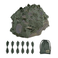 Housse de casque camouflage Ghillie vert Ranger, découpe laser irrégulière avec 6 feuilles de simulation supplémentaires tactiques