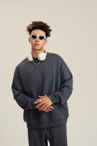 סווטשירט גברים חלק בהתאמה אישית 380 400 גרם 440 גרם כותנה עבה יוניסקס סווטשירט צווארון עגול סווטשירט עבה במידה גדולה - Product Image 3