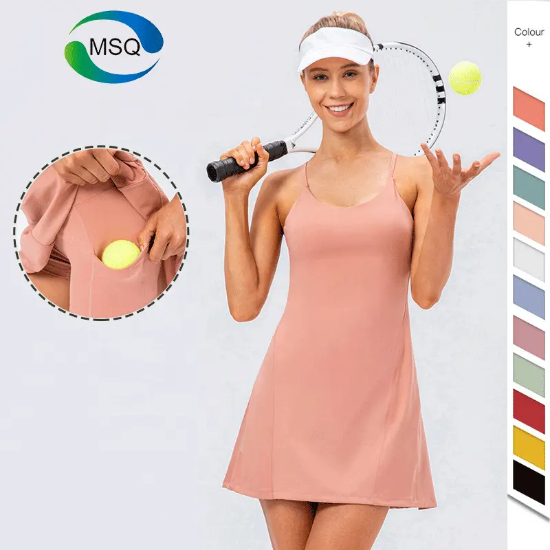 卸売カスタムロゴトレーニングウェア4ウェイストレッチゴルフドレスハイウエストスリム衣装女性スポーツスカートテニスドレス