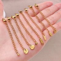 Chaînes d'extension en acier inoxydable plaqué or 18 carats de 5 cm avec fermoirs à langouste, connecteurs DIY pour la fabrication de bijoux, accessoires, trouvailles