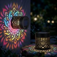 Luces Solares RGB Mandala para Cercas, Aplique de Pared Metálico que Cambia de Color, Decoración Impermeable para Jardín Exterior