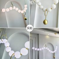 Lustre de restaurant de style français, design nordique, ton crème, pour comptoir de bar, en verre soufflé à la main, forme longue et allongée, en acier inoxydable