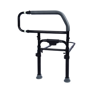 <b>Folding</b> Extendable Bedside Handrail 89cm Height Black Anti Fall Guard For Elderly Home Use <b>Bed</b> Safety Support - Product Image 2