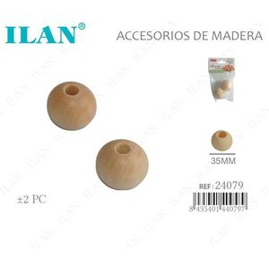 Perline in legno Ilan da 35 mm con foro grande per accessori artigianali - Product Image 1