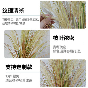 ช่อดอกข้าวสาลีเทียม PVC ขนาด 60 ซม. 80 ซม. 90 ซม. 100 ซม.  ตกแต่งงานแต่งงาน ตกแต่งบ้าน  ช่อกกธรรมชาติเสมือนจริง - Product Image 1