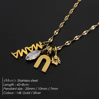 eManco Collier avec pendentif lettre MAMA plaqué or pour femme, en acier inoxydable et zircon, vente en gros, livraison en 48h
