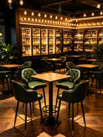 Table haute de bar de style américain, chic et rétro, en bambou, pour bar et salon de cigares, ensemble table et chaises personnalisable