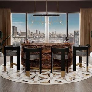 Haute <span class=keywords><strong>couture</strong></span> entreprise de décoration de meubles Designs modernes tabourets de bar chaises hautes en velours - Product Image 5