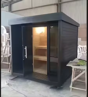 Kapsul Sauna Spa Portabel Inframerah Modern Elektrik untuk Luar Ruangan, Kombinasi Shower Uap, Kayu Cedar Merah Solid, Inframerah Jauh, Villa JTT