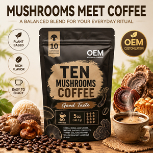 กาแฟเห็ด OEM - กาแฟ 10 in 1 ผสมอาราบิก้า เห็ดหลินจือ และเห็ดหลินจือแดง ช่วยเสริมภูมิคุ้มกันและระบบย่อยอาหาร 60 ซอง - Product Image 1