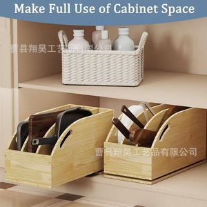 Wooden Kitchen Pull Out Storage Rack Pot <b>Pan</b> Organizer Rectangle Removable Cabinet Organizer - Product Image 2