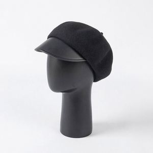 Gorro de Mujer de Moda Otoño Invierno 2024, Gorro de Lana de Calidad con Visera de Cuero PU para Eventos, Marca Famosa - Product Image 2
