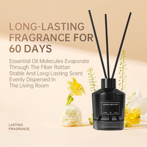 Parfum d'intérieur de luxe de qualité supérieure décor d'hôtel bouteille en verre de diffuseur de roseau décoratif noir de 100ml avec boîte - Product Image 1