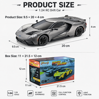 Coche de Derrape RC Ford a Escala 1:24 de Alta Velocidad, Control Remoto de 2.4 GHz, Luces LED, Neumáticos de Derrape para Diversión en Interiores y Exteriores, Regalo para Niños