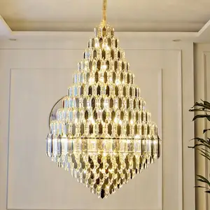 Lustre de cristal luxuoso para escada, melhor luz moderna para sala de jantar, grande, multi-estados