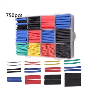 750pcs Heat-shrink Tubing Thermoresistant Tube Heat Shrink Wrapping Kit Electrical Connection Wire Cable Insulation Sleeving