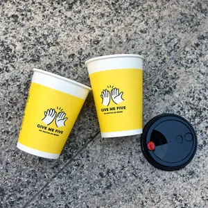 12oz çift duvar tek kullanımlık kağıt kahve fincanları özelleştirmek sıcak içecek kişiselleştirilmiş logo baskı kraft kağıt bardaklar fabrika