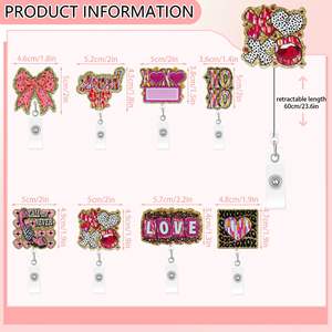 Nouveau style tendance : Porte-badge créatif rétractable en acrylique pailleté, avec boucle DIY et clip pour carte de poitrine - Product Image 3