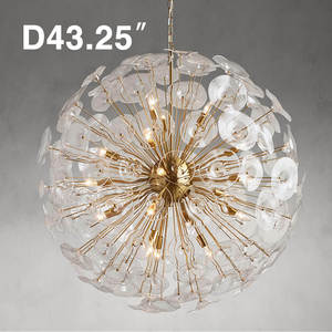Lampadario Rotondo D43"/34"/25" per Ristorante, Lampada a Sospensione in Cristallo Semplice Moderna di Lusso Stile Nordico a Forma di Soffione per Soggiorno - Product Image 1