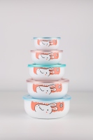 Ensemble de bols de conservation classiques en métal émaillé Luhong avec couvercle en gel de silice, compatibles lave-vaisselle et cuisinières à induction, casseroles à soupe