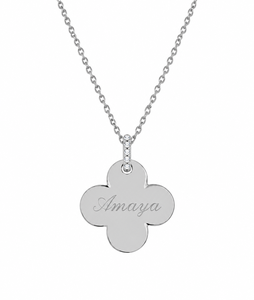 Collar Personalizado con Nombre y Trébol de Cuatro Hojas, Chapado en Oro de 18K, Acero Inoxidable, con Circonitas, Joyería con Nombre Personalizado, Regalo de Navidad - Product Image 2