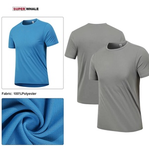 T-shirt à manches courtes pour homme, séchage rapide, couleur unie, 100% polyester, col rond, coupe classique, tee-shirt uni décontracté, 17 couleurs disponibles - Product Image 3