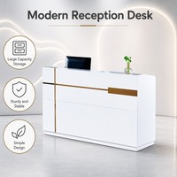Bureau d'accueil en bois blanc minimaliste moderne de luxe, écologique, durable, lisse, anti-traces de doigts, facile à nettoyer, pour hôtel, supermarché