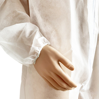 Combinaisons jetables en polypropylène blanc, vêtements de protection, combinaison jetable pour la protection avec poignets élastiques