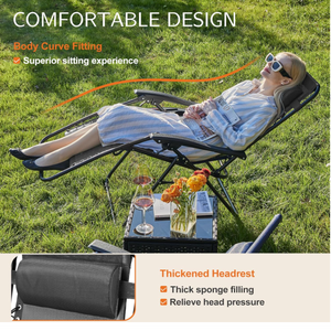 Kursi Zero Gravity Portabel, Kursi Santai Lipat untuk Berkemah, Teras, dengan Tempat Minum, Bantal yang Dapat Disesuaikan, untuk Pinggir Kolam Renang, Halaman Belakang, dan Rumput - Product Image 2