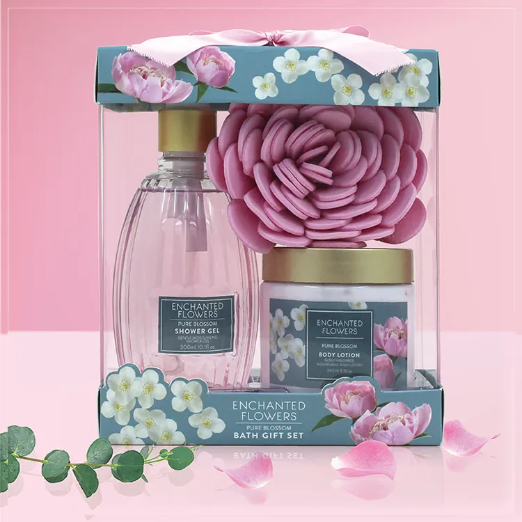 OEM grosir Label pribadi mewah Set hadiah Gel Mandi Pancuran Cuci Kit badan bunga Spa aromaterapi alami untuk ibu wanita