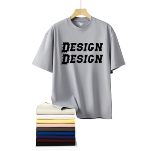 卸売 100% コットン 260gsm ヴィンテージ 高品質 ニットTシャツ カスタムロゴ オーバーサイズ ブラック 無地 熱転写プリントデザイン - Product Image 2