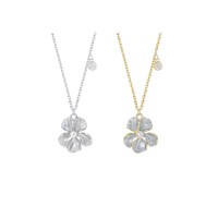 KAAN JEWELRY 925 Sterling Silber Retro Blumen Perlen Zirkon Damen Schlüsselbein-Kette Luxuriöse Zweifarbige Süße Temperamentvolle Halskette