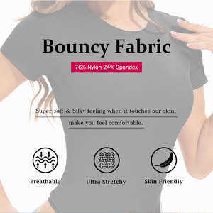 Wholesale Women's Basic <b>Onesie</b> Bodysuit Top Round Neck <b>Short</b> Sleeve Fashion Solid Black T Shirt Shapewear - Product Image 5