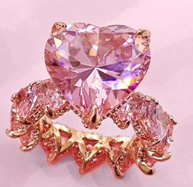 Anillos de eternidad de Plata de Ley 925, piedras preciosas de Zirconia rosa, joyería de estilo Vintage para mujeres y niñas para Aniversario de fiesta de boda - Product Image 5