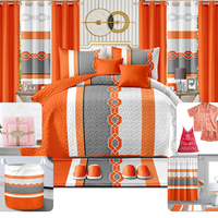 Ensemble de literie de luxe 26 pièces avec rideaux assortis, ensemble de chambre à coucher royal pour le marché d'Haïti et de Miami, textile de maison de haute qualité