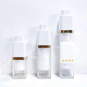 Botella de Plástico Cuadrada Retráctil sin Aire con Bomba Dosificadora para Crema de Ojos, Champú y Cosméticos, en Blanco y Negro, Tamaño Viaje de 15ml, 30ml y 50ml - Product Image 6