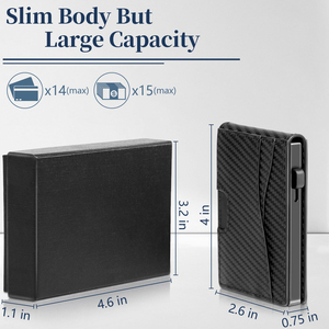 Portacarte Minimalista in Fibra di Carbonio e Pelle per Uomo, con Clip Portasoldi, Protezione RFID, <span class=keywords><strong>Portafoglio</strong></span> Pop-up Intelligente per 7-10 Carte - Product Image 4