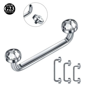 Piercing corporal G23 de titanio con diamantes, joyería, superficie, Barbell, Micro, Dermal - Product Image 2