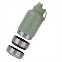 Botella de agua de doble compartimento de acero inoxidable 304, termo portátil con asa para exteriores para mascotas, producto transfronterizo automático y sólido