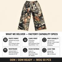 Pantalon de survêtement camouflage personnalisé 380g pour homme, en polyester et coton épais, coupe large et droite, style jogging