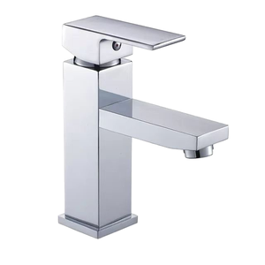 Robinet de lavabo de salle de bain monocommande monotrou en laiton chromé, design contemporain, à montage sur plan, avec cartouche céramique, idéal pour les salles de sport - Product Image 1