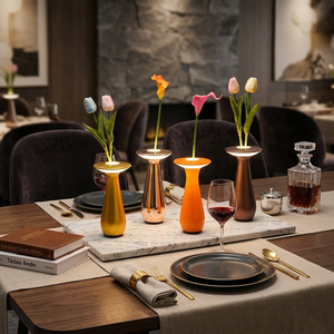 Lampe de table d'ambiance de luxe brevetée aux États-Unis, personnalisable, texturée, électroplaquée, rechargeable et sans fil, en forme de vase, de qualité supérieure - Product Image 3